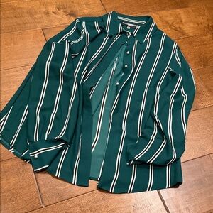 Karl Lagerfeld Teal and White Striped Men's Shirt